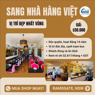Sang nhà hàng Việt rent rất rẻ vùng Ramsgate với giá chỉ $50.000